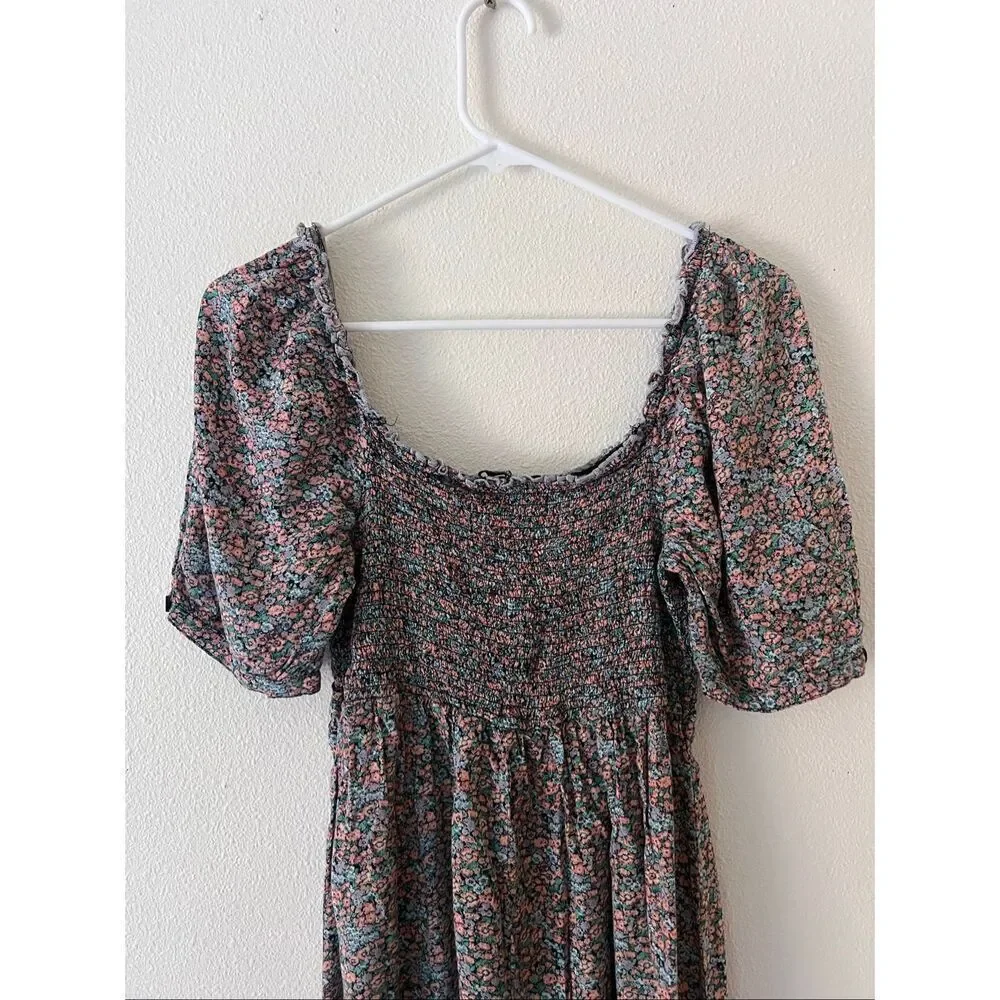 Wild Fable micro floral puff-sleeve midi dress size XXL Girls